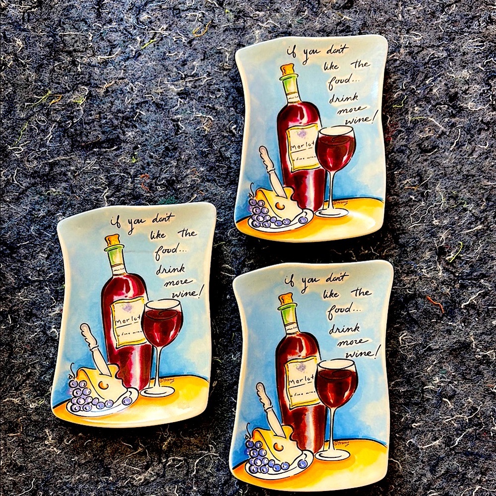 Mud Pie Red Wine Tidbit Tray Set of 3 Collector Plates from Tracy Flickinger